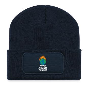 Erde in Flammen Stoppt Klimawandel - Recycelte Patch Beanie - French Navy - Vorne