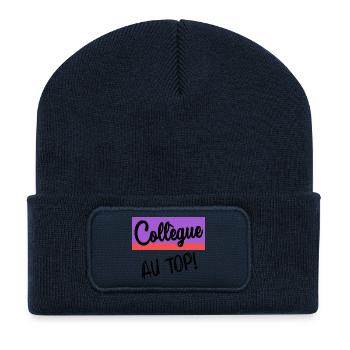 COLLEAGUE. START. EMPLOYMENT. HUMOR. MANAGER. CHIEF - Recycled Patch Beanie - french navy - Front