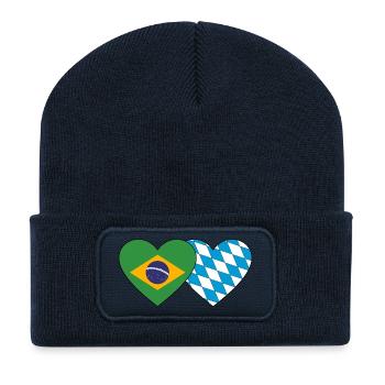 Brésil Bavière Drapeau Coeur - Beanie recyclé à patch - bleu marine - Devant