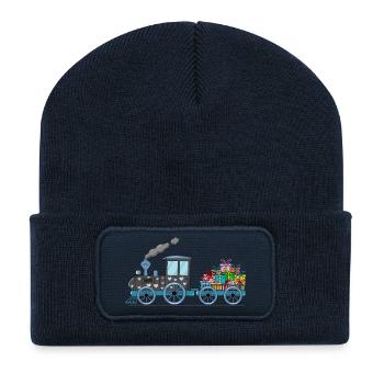Children's train railway with trailer - Recycled Patch Beanie - french navy - Front