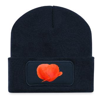 Mohnblume Mohn Klatschmohn - Recycelte Patch Beanie - French Navy - Vorne