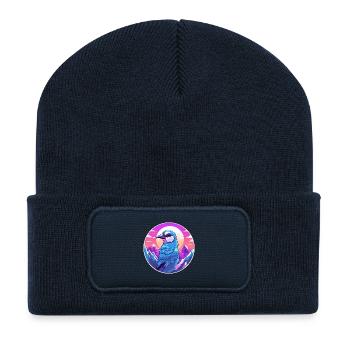 Blauer Eichelhäher Aquarell Karikatur Kawaii Haustier Tier Colo - Recycelte Patch Beanie - French Navy - Vorne