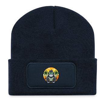 Gorilla Lustige Cartoon Sommer Strand Sonnenbrille Cool - Recycelte Patch Beanie - French Navy - Vorne