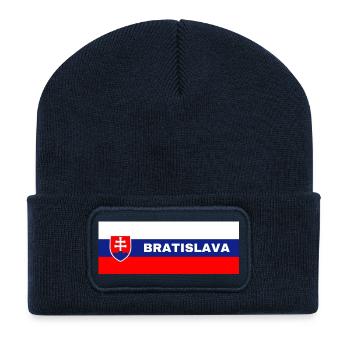 Bratislava dans le drapeau slovaque - Beanie recyclé à patch - bleu marine - Devant