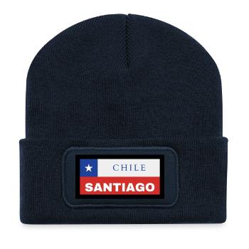 Santiago City in Chilean Flag - Recycled Patch Beanie - french navy - Front