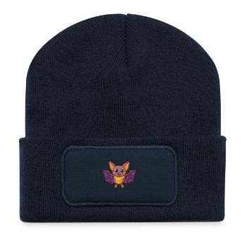 Fledermaus Niedliches Maskottchen Zeichentrickfigur Kawaii - Recycelte Patch Beanie - French Navy - Vorne