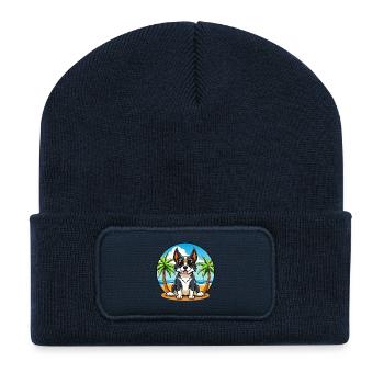 Appenzeller Sennenhund Hunderasse Cartoon Beach - Recycelte Patch Beanie - French Navy - Vorne