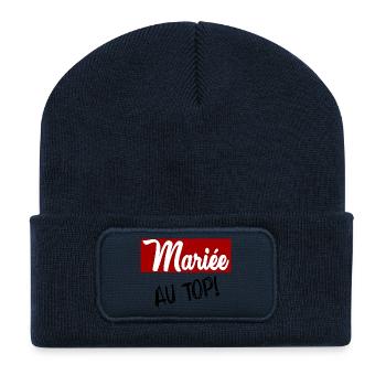 HOCHZEIT. ZUKÜNFTIGE BRAUT. Junggesellinnenabschied - Recycelte Patch Beanie - French Navy - Vorne