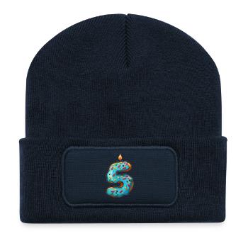 GÂTEAU NUMÉRO 5 SWEET 5ÈME ANNIVERSAIRE - Beanie recyclé à patch - bleu marine - Devant