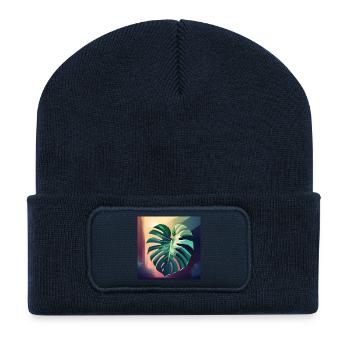 Monstera Leaf - Recycelte Patch Beanie - French Navy - Vorne