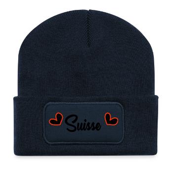 SUISSE. PAYS. GENEVE. SUISSE. HUMOUR. PAYS - Beanie recyclé à patch - bleu marine - Devant