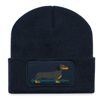 Dachshund Picture - Recycled Patch Beanie - french navy - Front