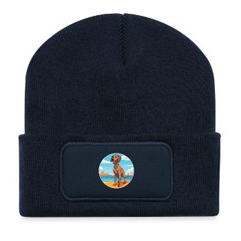Plott Hund Rasse Cartoon Kawaii Clipart Hund - Recycelte Patch Beanie - French Navy - Vorne