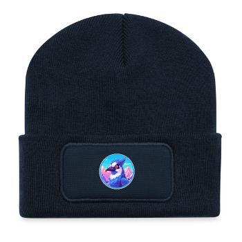 Blauer Eichelhäher Aquarell Karikatur Kawaii Haustier Tier Colo - Recycelte Patch Beanie - French Navy - Vorne