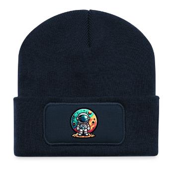 Kleiner Astronaut – Zwei Welten - Recycelte Patch Beanie - French Navy - Vorne