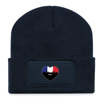 Nizza Frankreich Flagge Skyline Reise Souvenir - Recycelte Patch Beanie - French Navy - Vorne