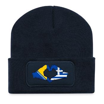 Bosnien Griechenland Flagge Hände Herzform used - Recycelte Patch Beanie - French Navy - Vorne