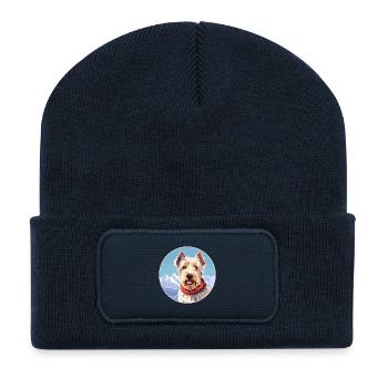Sportliche Lucas Terrier Hunderasse Cartoon Kawaii Wa - Recycelte Patch Beanie - French Navy - Vorne