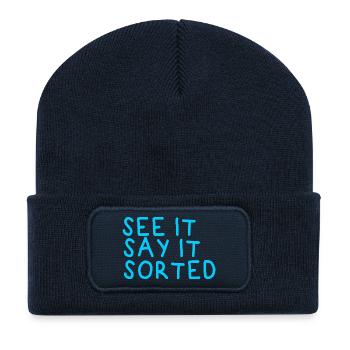 SEE IT SAY IT SORTED - Recycelte Patch Beanie - French Navy - Vorne