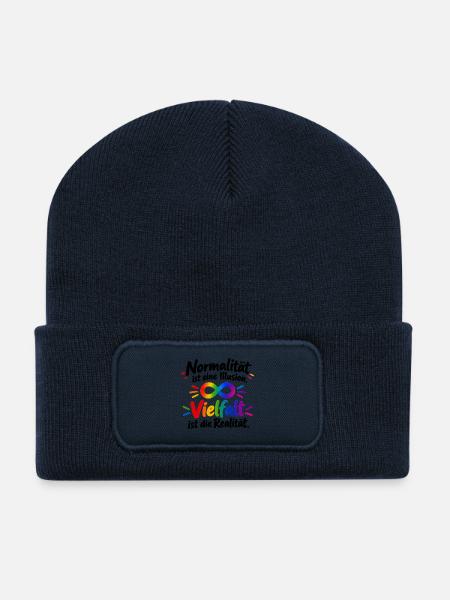 Regenbogen Infinity Vielfalt - Recycelte Patch Beanie - French Navy
