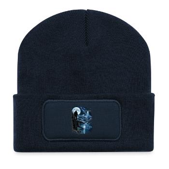 Bigfoot Alien UFO Loch Ness Weltraum Szene Kryptid - Recycelte Patch Beanie - French Navy - Vorne
