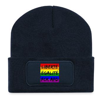 LIBERTÉ ÉGALITÉ FCK AFD REGENBOGEN FCK NZS, NO NZS - Recycelte Patch Beanie - French Navy - Vorne