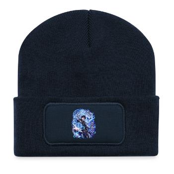Eiswolf-Magier mit magischem Kreis - Recycelte Patch Beanie - French Navy - Vorne