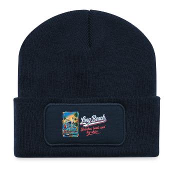 Long Beach Retro Vintage Ship Lighthouse Design - Recycelte Patch Beanie - French Navy - Vorne