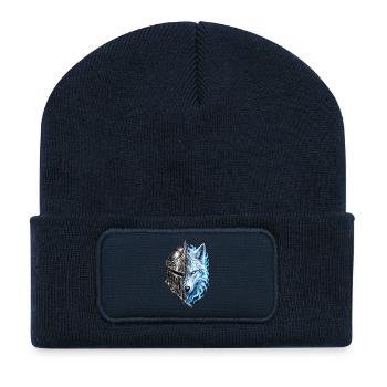 Spektraler Wolf und Ritterhelm – Fantasie - Recycelte Patch Beanie - French Navy - Vorne