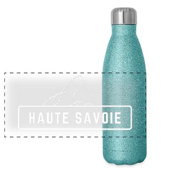 Haute Savoie Montagne Blanc - Gourde isotherme panoramique pailletée 500 ml - paillettes bleues - Devant
