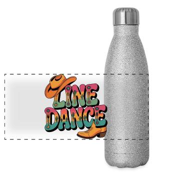 Line Dance mein Hobby - meine Passion - mein Ding - Panorama Glitzer Isolierflasche 500 ml - Silber Glitzer - Vorne