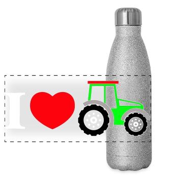 I love my tractor - Panorama Glitzer Isolierflasche 500 ml - Silber Glitzer - Vorne