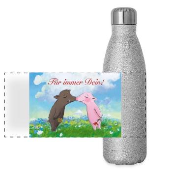 Rosalie und Trüffel - Panorama Glitzer Isolierflasche 500 ml - Silber Glitzer - Vorne