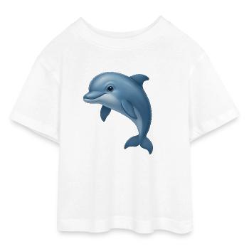 Delfinliebe – frei & verspielt - Teen Cropped Jersey T-Shirt - Weiß - Vorne - AI Model Teenager Male dark (155cm)