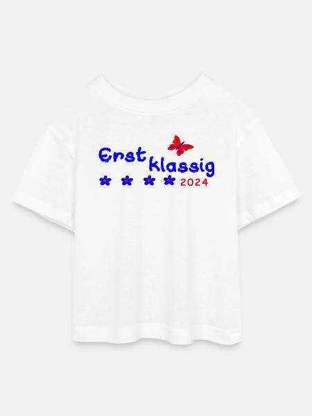Schulanfang Erstklassig 2024 - Teen Cropped Jersey T-Shirt - Weiß