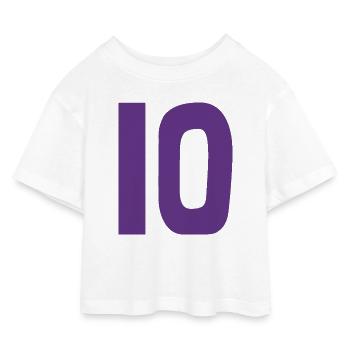 10. 10 JAHRE. 10-JÄHRIGES JUBILÄUM. 10-JÄHRIGES JUBILÄUM. - Kinder Cropped Jersey T-Shirt - Weiß - Vorne
