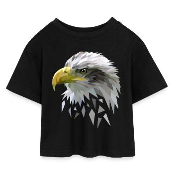Seeadler Adler Low poly Polygone geometrisch - Kinder Cropped Jersey T-Shirt - Schwarz - Vorne