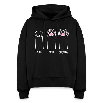 Rock Paper Scissors - Katzenpfoten - Stanley/Stella Boxy Frauen Bio Hoodie Nora - Schwarz - Vorne