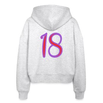 18. 18 ANS. 18e ANNIVERSAIRE. ANNIVERSAIRE 18 ANS. - Veste à capuche bio Ida Stanley/Stella Femme - blanc chiné - Dos - AI Model Female 172 dark (172cm)