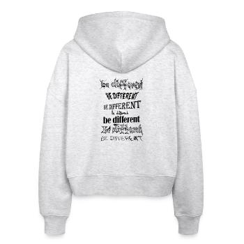 be different, sei anders, du bist einzigartig - Stanley/Stella Boxy Frauen Bio Zip Hoodie Ida - Weiß meliert - Hinten - AI Model Female 172 dark (172cm)