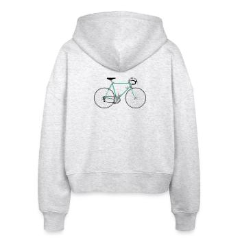 Rennrad für Hipster - Stanley/Stella Boxy Frauen Bio Zip Hoodie Ida - Weiß meliert - Hinten - AI Model Female 172 dark (172cm)