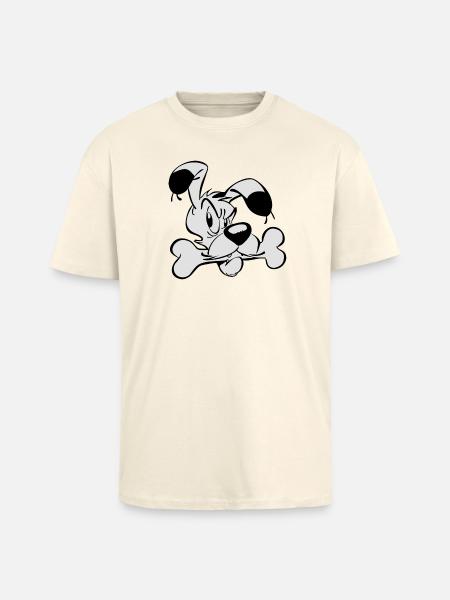 Asterix & Obelix - Idefix mit Knochen - Oversized Heavyweight Unisex T-Shirt - Creme