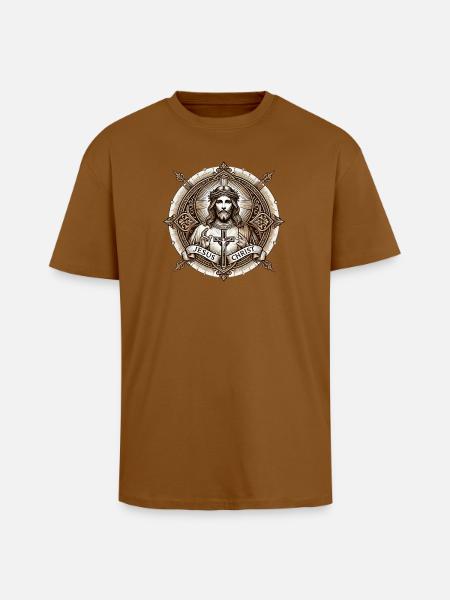 Jesus Christ Antiq Logo - Unisex Oversized Heavyweight T-shirt - toffee