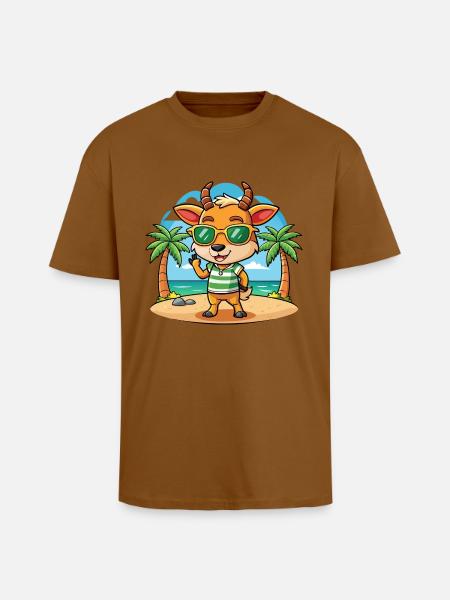 Antelope Funny Cartoon Summer Beach Sunglasses - Unisex Oversized Heavyweight T-shirt - toffee