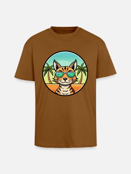 Ocicat Breed Cartoon Sunglasses Beach - Unisex Oversized Heavyweight T-shirt - toffee