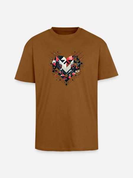 Geometric Heart - Unisex Oversized Heavyweight T-shirt - toffee