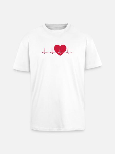 Heartbeat ECG Line Medical Pulse Wave Icon Vector - Unisex Oversized Heavyweight T-shirt - white