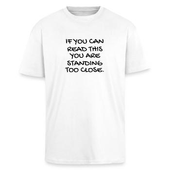 Mundschutz lustig Spruch - lustige Sprüche - Oversized Heavyweight Unisex T-Shirt - Weiß - Vorne - Alina (178cm) & Michal (187cm)