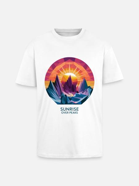 Sunrise Over Peaks - Unisex Oversized Heavyweight T-shirt - white