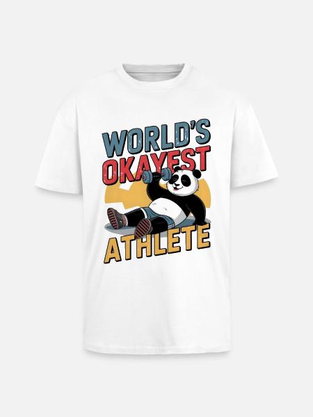 World's Okayest Athlete - Unisex Oversized Heavyweight T-shirt - white